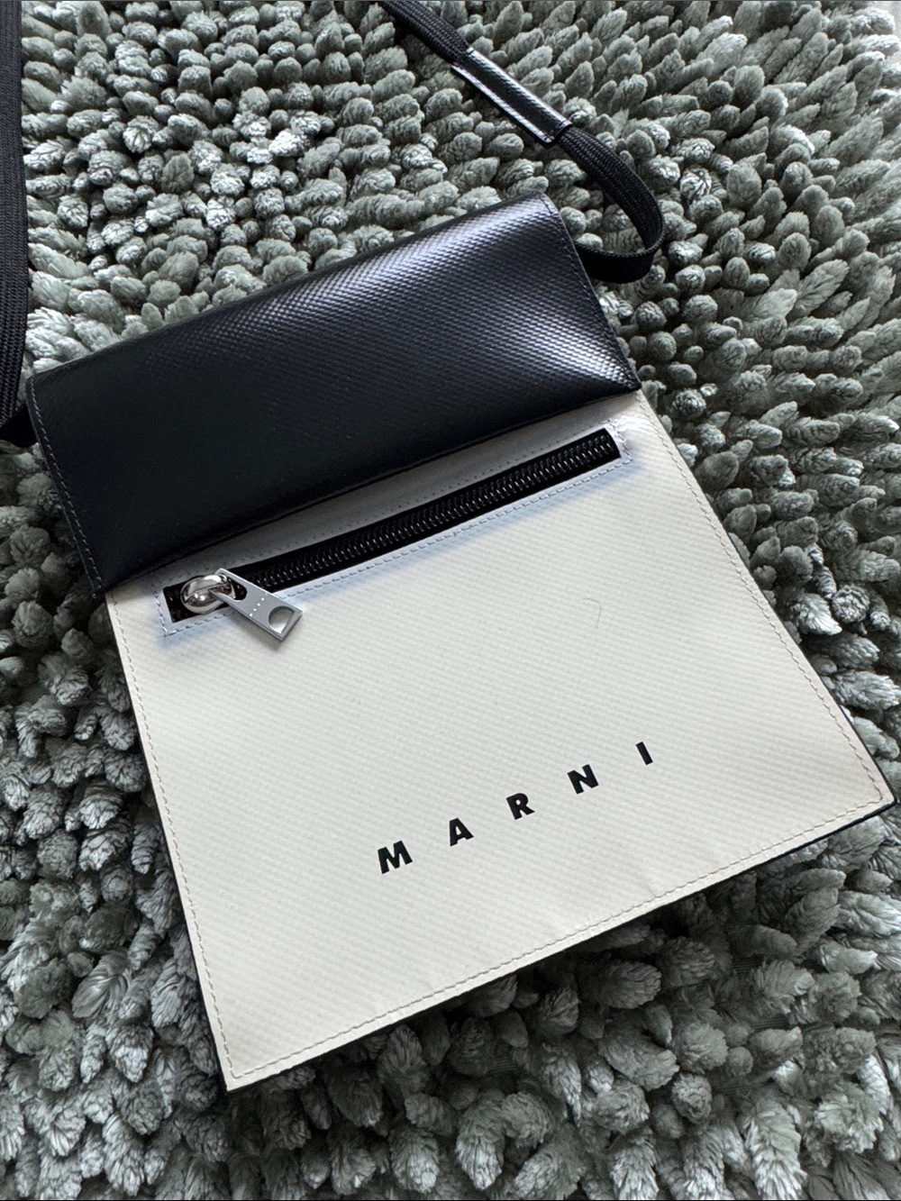 Marni Black and White Mini Crossbody Pouch